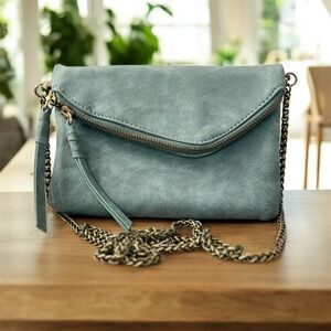 Fold-over Cross Body Bag with Bronze Chain